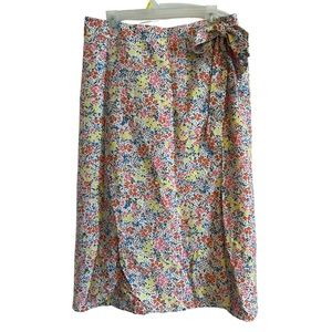 Loft Floral Wrap Midi Skirt